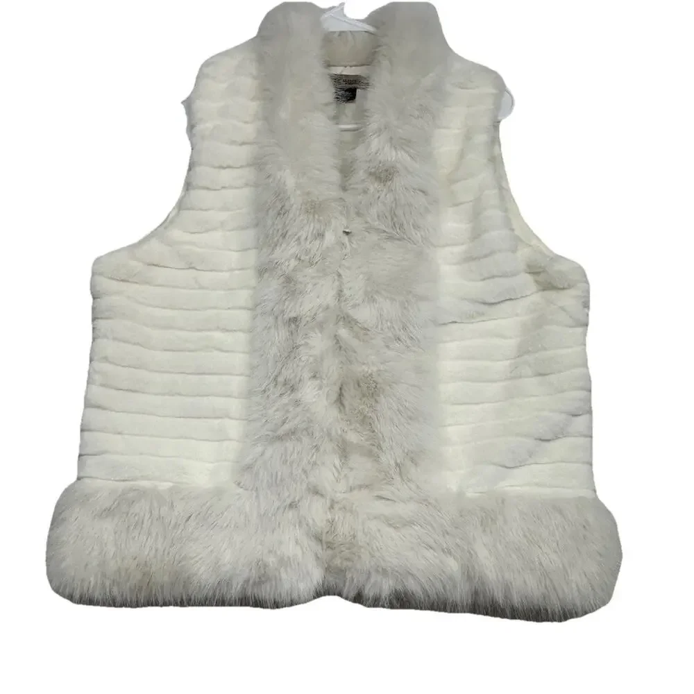 Kaleidoscope Faux Fur Vest Ivory Soft Womens One Size - Picture 1 of 7